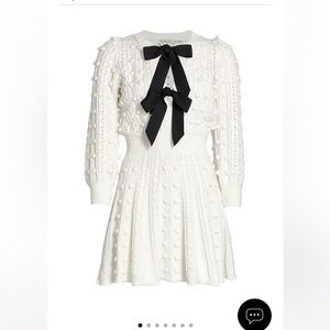 Alice + Olivia Kitty Bow Front Sweater Dress
